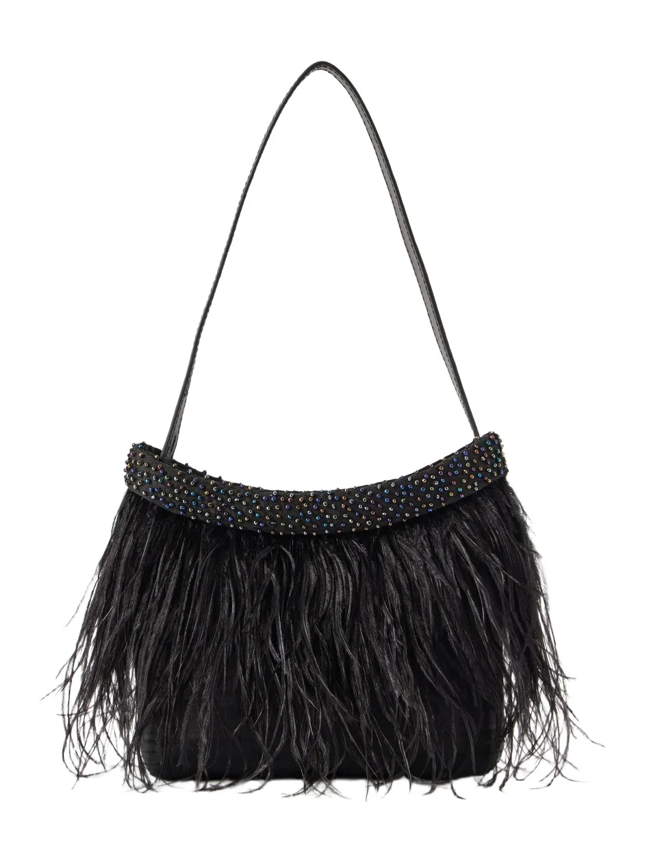 Winslow Bead And Feather-embellished Silk Shoulder Bag Winslow Bead And Feather-embellished Silk Shoulder Bag