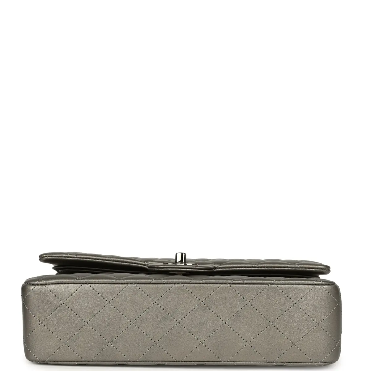 Chanel Pre-owned Chanel Medium Classic Double Flap Bag Dark Silver Lambskin Ruthenium Hardware | Thumbnail 6