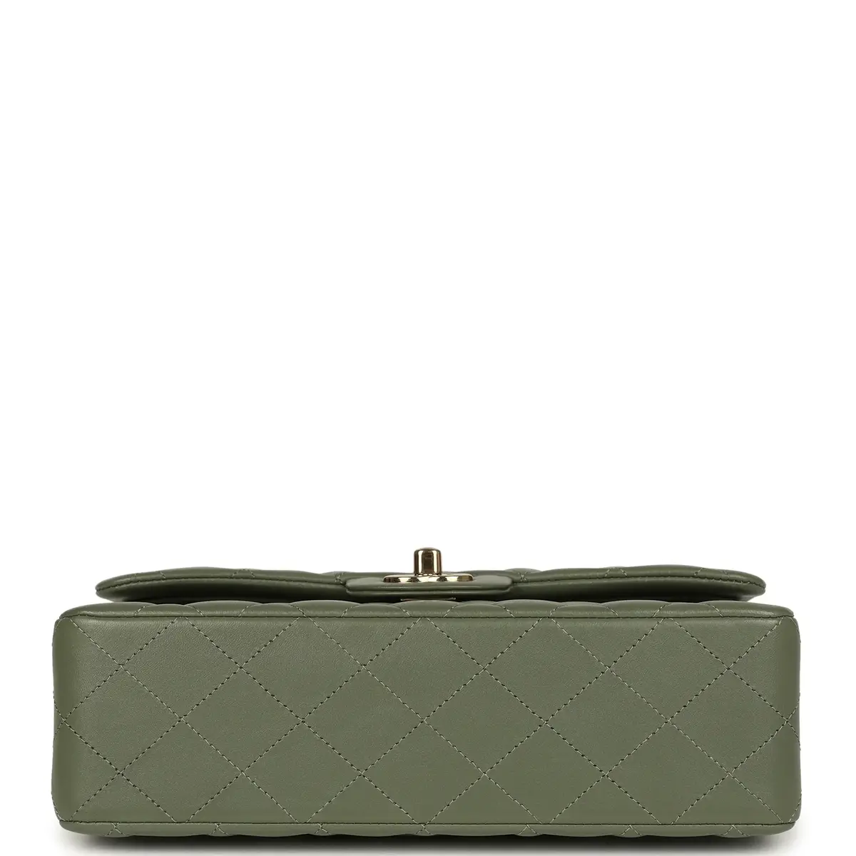 Chanel Pre-owned Chanel Small Classic Double Flap Bag Olive Green Lambskin Light Gold Hardware | Thumbnail 6 Chanel Pre-owned Chanel Small Classic Double Flap Bag Olive Green Lambskin Light Gold Hardware | Thumbnail 6