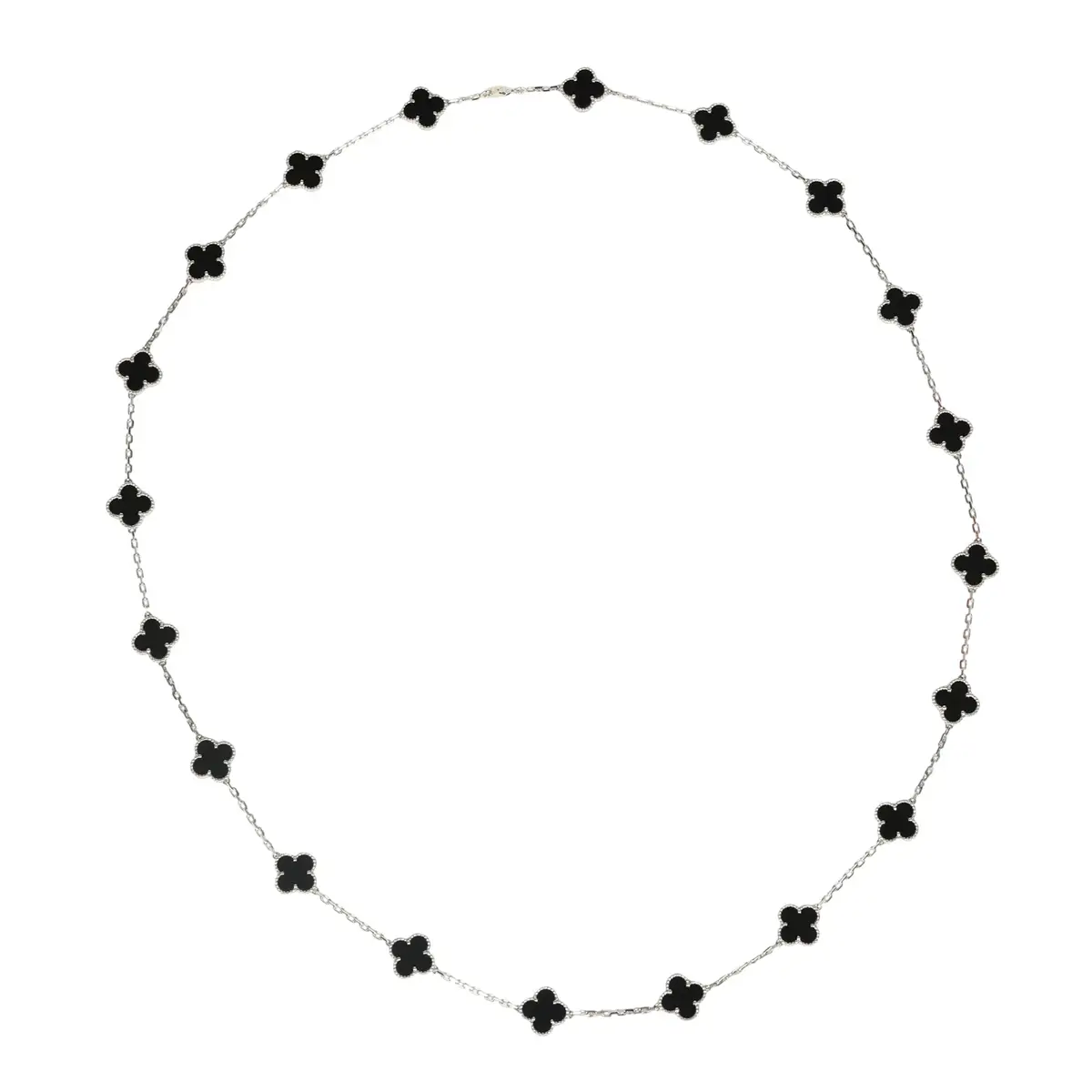Van Cleef & Arpels Pre-owned Van Cleef & Arpels Vintage Alhambra 20 Motif Long Necklace Onyx 18K White Gold | Thumbnail 4