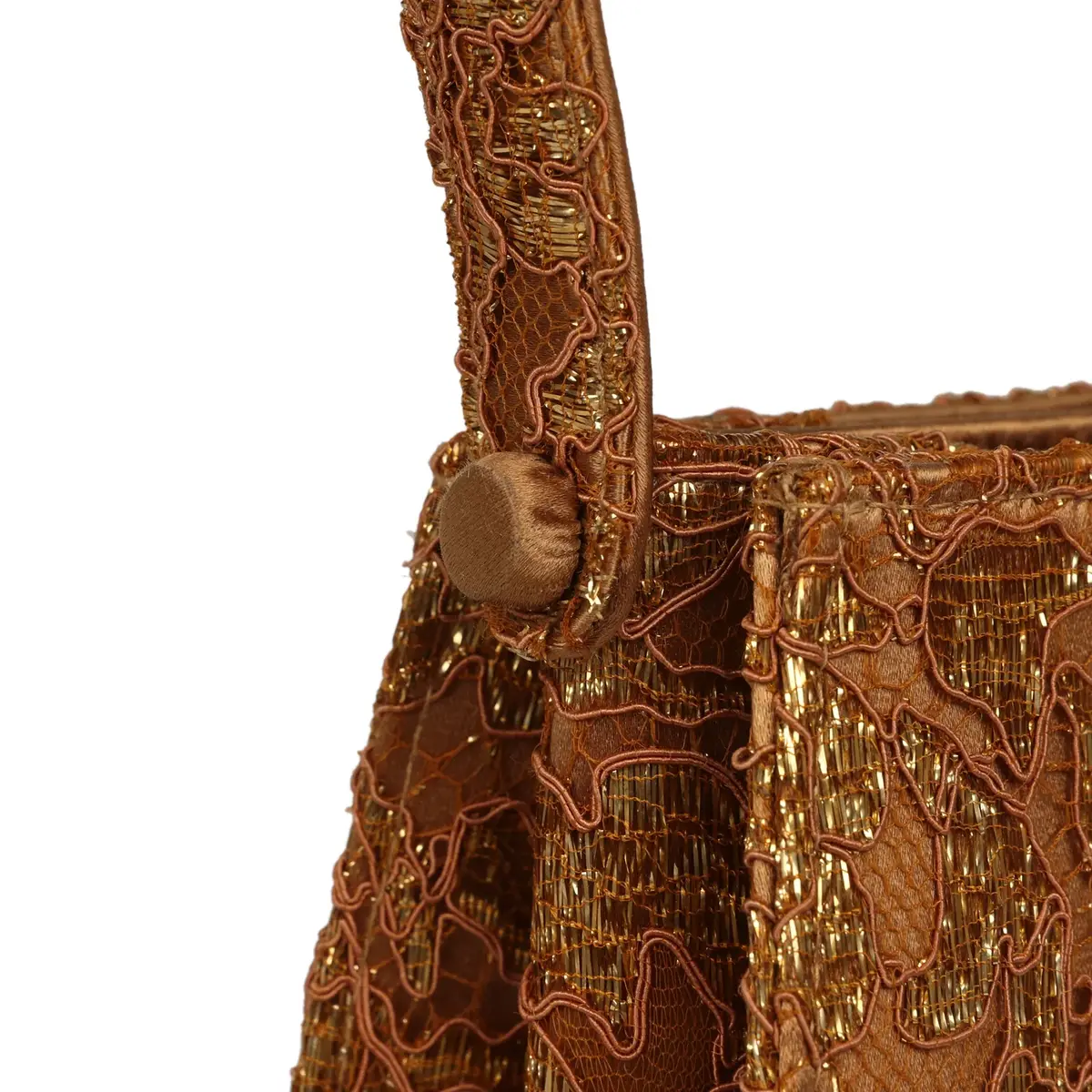 Chanel Vintage Chanel Mini Double Side Turnlock Bag Dark Gold Jacquard Lace, Satin Gold Hardware | Thumbnail 7 Chanel Vintage Chanel Mini Double Side Turnlock Bag Dark Gold Jacquard Lace, Satin Gold Hardware | Thumbnail 7