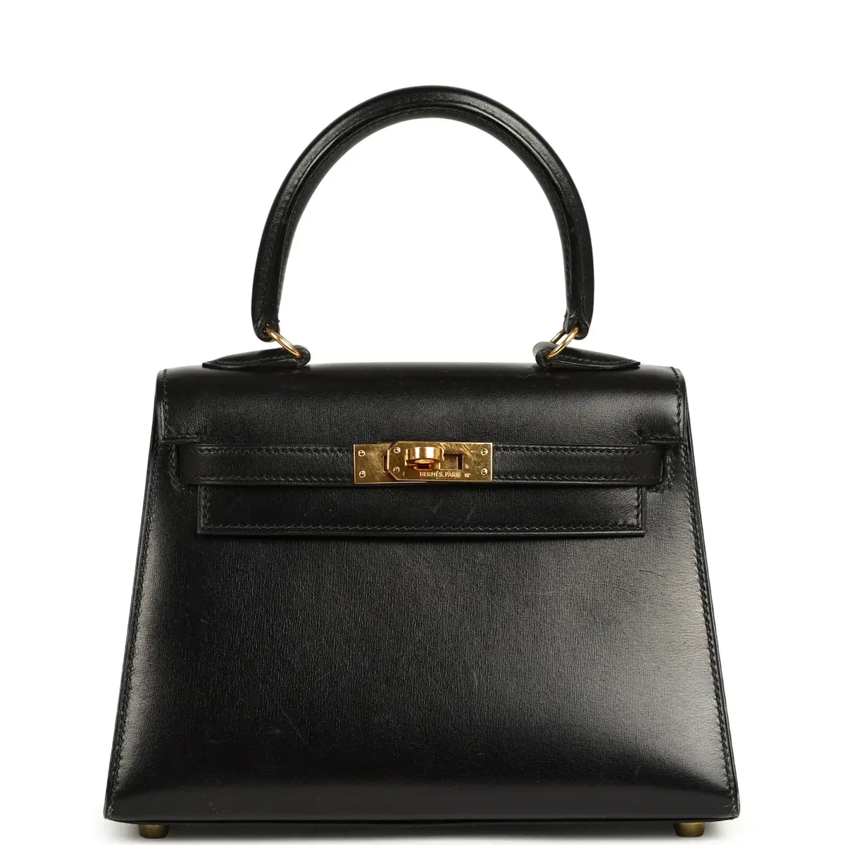 Vintage Hermes Kelly Sellier 20 Black Box Gold Hardware Vintage Hermes Kelly Sellier 20 Black Box Gold Hardware