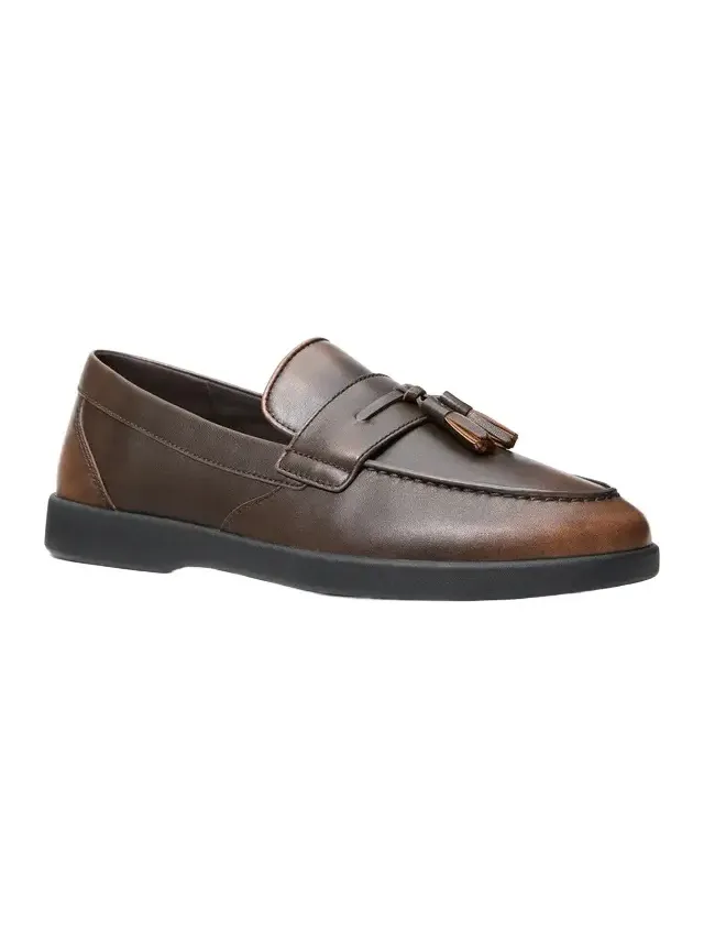 Michael Kors Collection Wesley Tassel Burnished Leather Loafer in Brown