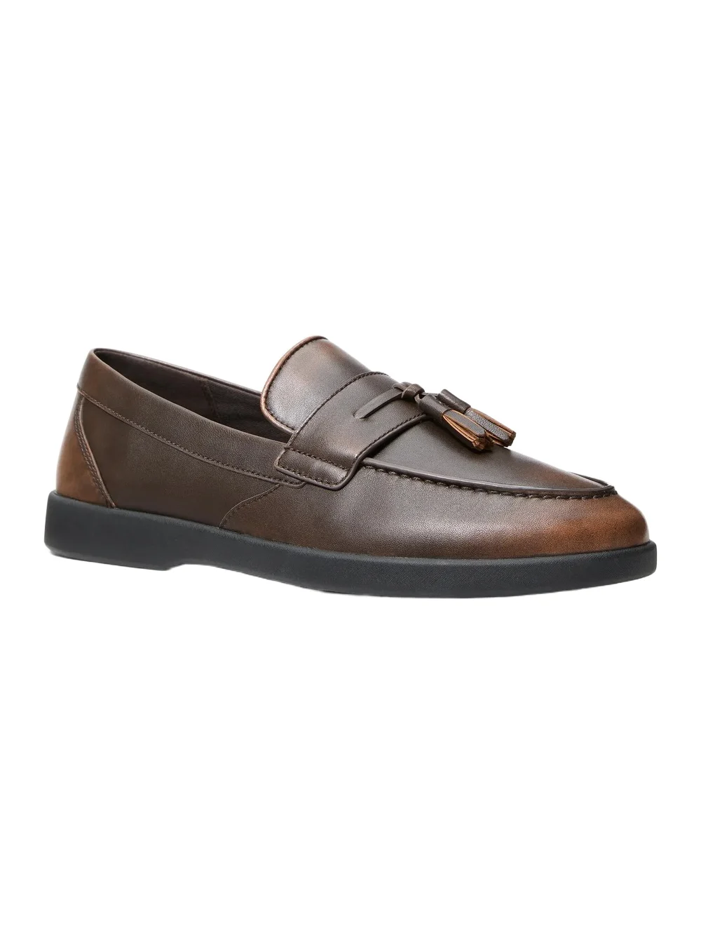 Michael Kors Collection Wesley Tassel Burnished Leather Loafer in Brown
