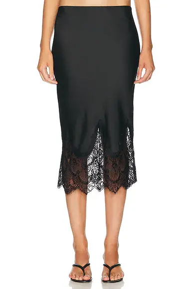 Norma Kamali Bias Half Slip Dress With Lace | Image 1 Norma Kamali Bias Half Slip Dress With Lace | Image 1