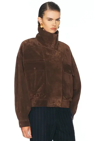 Saint Laurent Suede Funnel Neck Jacket | Thumbnail 3 Saint Laurent Suede Funnel Neck Jacket | Thumbnail 3
