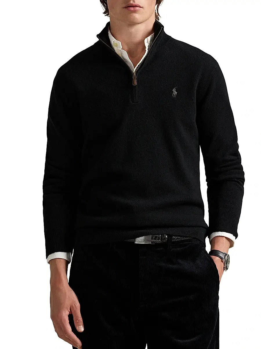 Polo Ralph Lauren Men's Logo Wool Quarter-Zip Sweater | Thumbnail 3 Polo Ralph Lauren Men's Logo Wool Quarter-Zip Sweater | Thumbnail 3
