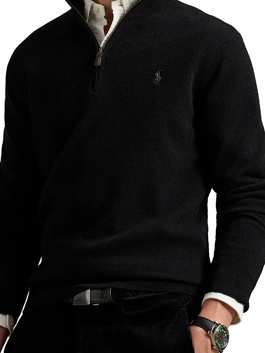 Polo Ralph Lauren Men's Logo Wool Quarter-Zip Sweater | Thumbnail 5 Polo Ralph Lauren Men's Logo Wool Quarter-Zip Sweater | Thumbnail 5