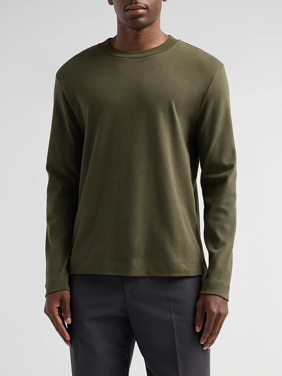 Vince Men's Peached-Face Cotton Jersey Long-Sleeve T-Shirt | Thumbnail 4 Vince Men's Peached-Face Cotton Jersey Long-Sleeve T-Shirt | Thumbnail 4
