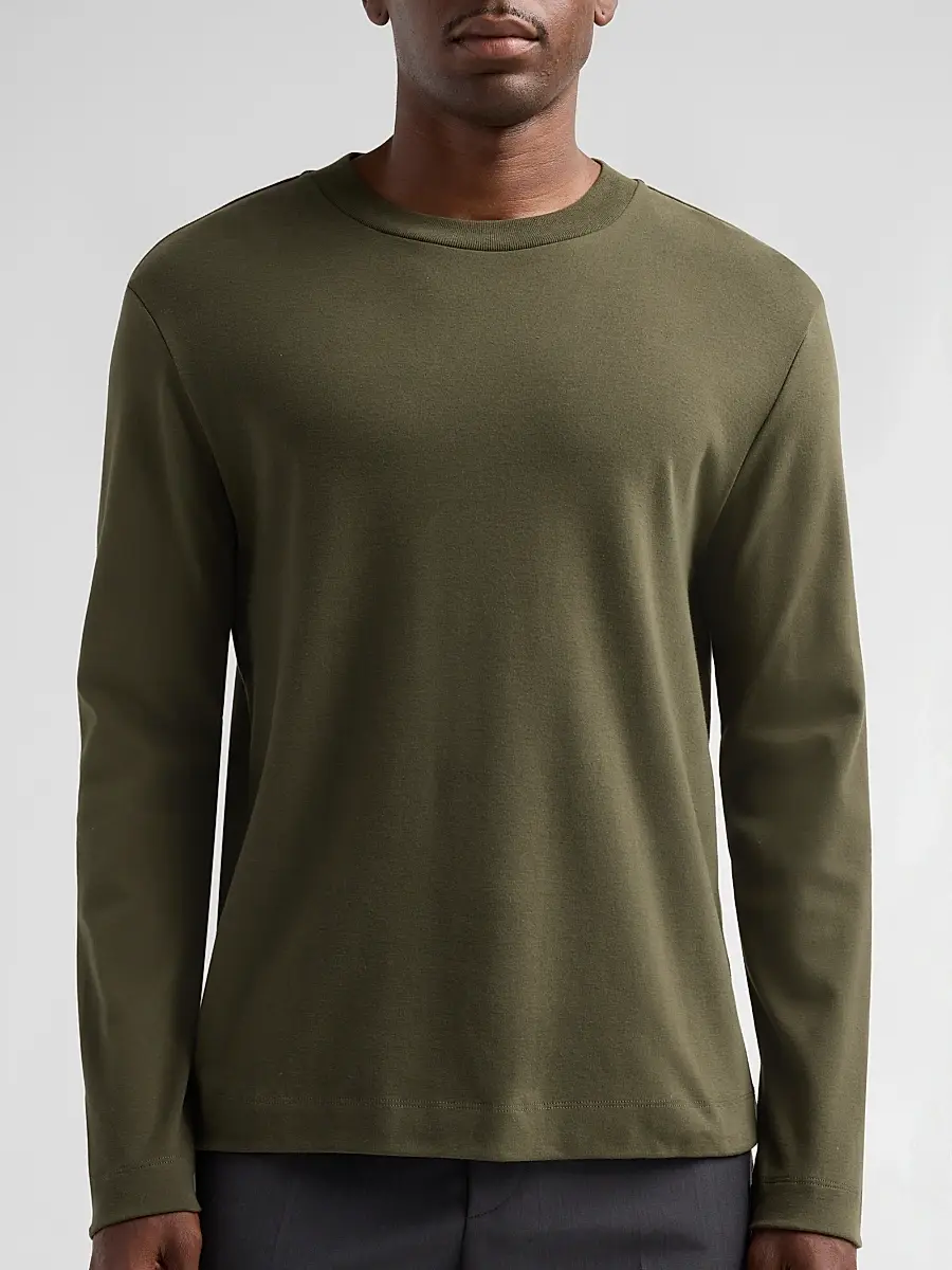 Vince Men's Peached-Face Cotton Jersey Long-Sleeve T-Shirt | Thumbnail 5 Vince Men's Peached-Face Cotton Jersey Long-Sleeve T-Shirt | Thumbnail 5