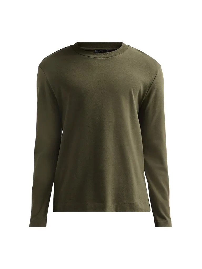 Vince Men's Peached-Face Cotton Jersey Long-Sleeve T-Shirt - Night Leaf | Image 1 Vince Men's Peached-Face Cotton Jersey Long-Sleeve T-Shirt - Night Leaf | Image 1