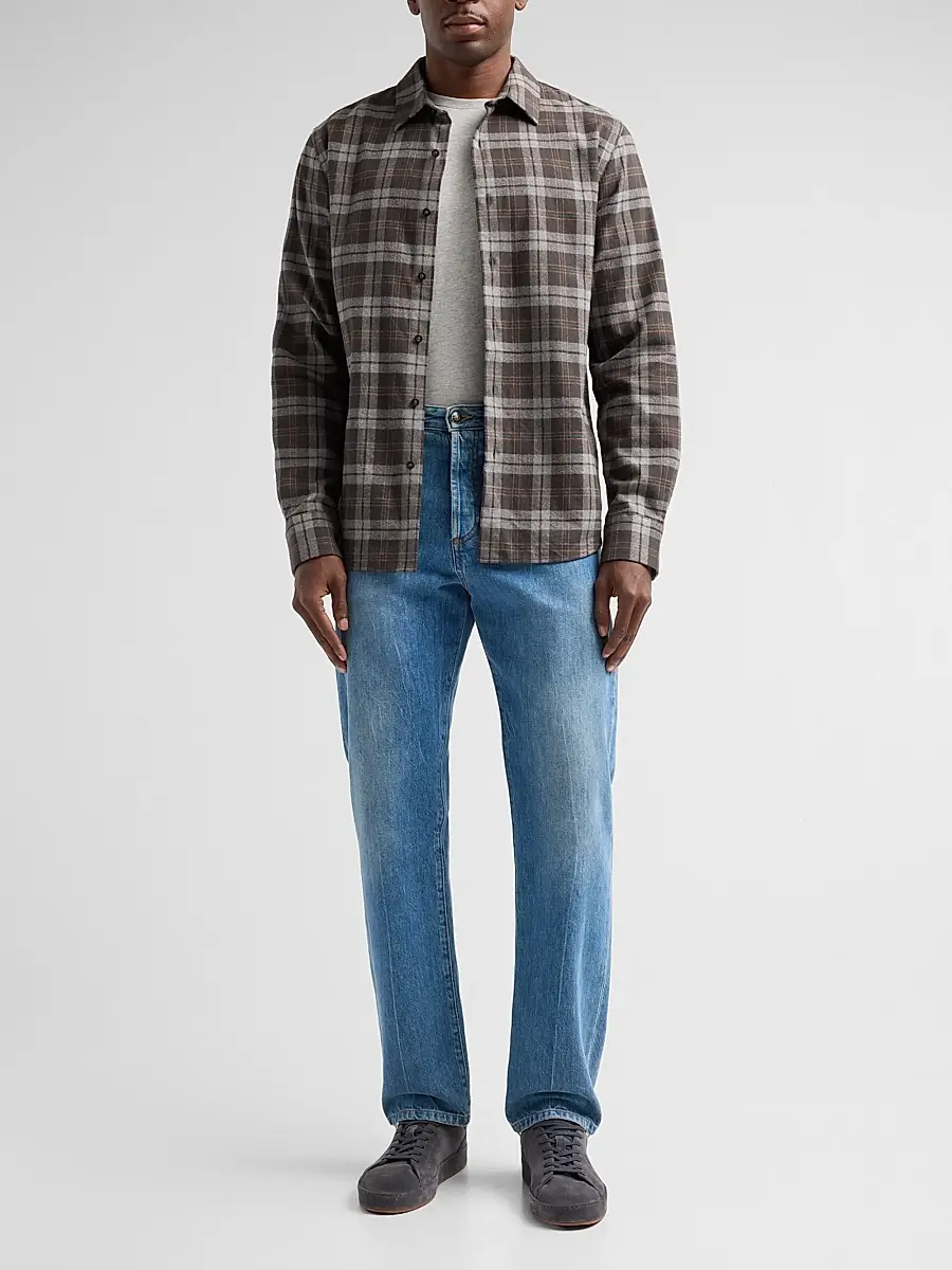 Vince Men's Tom Plaid Cotton Shirt | Thumbnail 2 Vince Men's Tom Plaid Cotton Shirt | Thumbnail 2