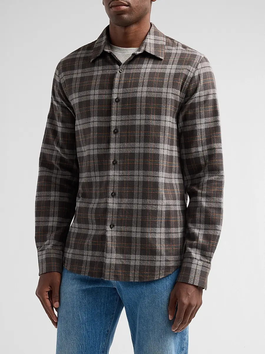 Vince Men's Tom Plaid Cotton Shirt | Thumbnail 4 Vince Men's Tom Plaid Cotton Shirt | Thumbnail 4