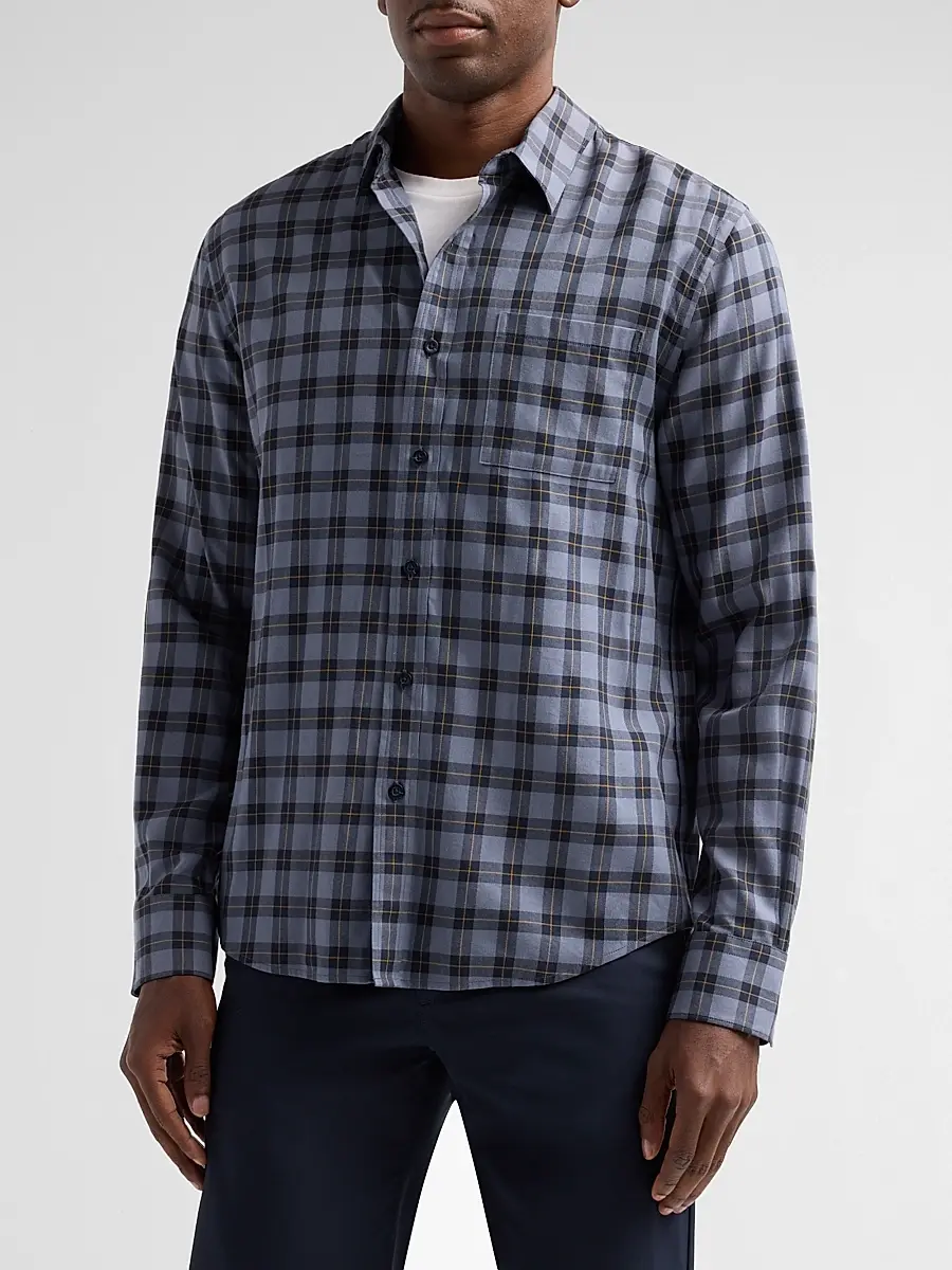 Vince Men's Allen Plaid Cotton Shirt | Thumbnail 4 Vince Men's Allen Plaid Cotton Shirt | Thumbnail 4