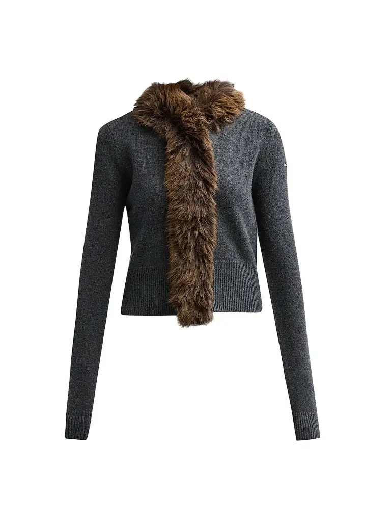 Marc Jacobs Women's Faux Fur Lined Cardigan - Charcoal | Image 1 Marc Jacobs Women's Faux Fur Lined Cardigan - Charcoal | Image 1
