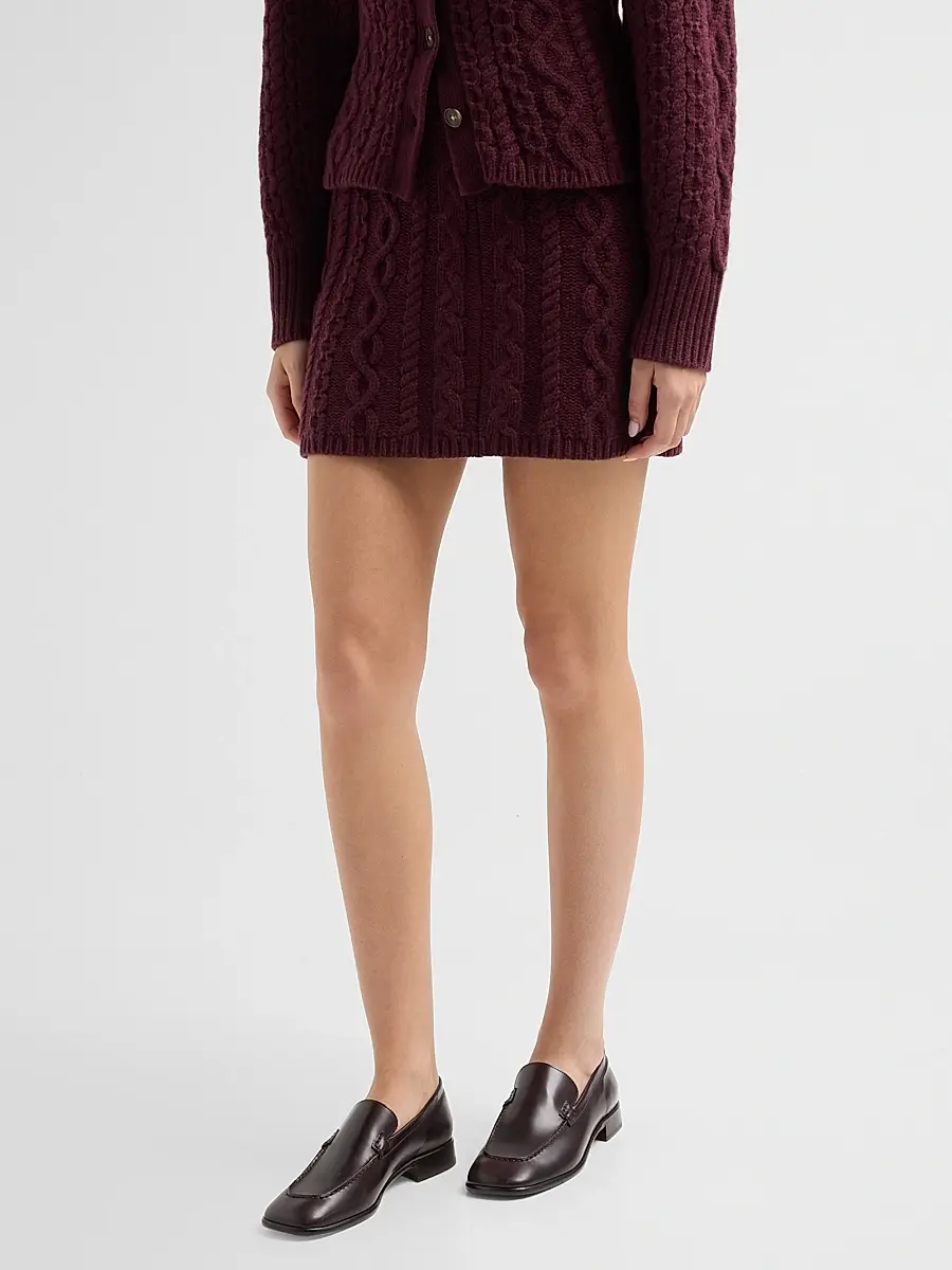 Guest In Residence Women's Cable-Knit Cashmere-Wool Mini Skirt | Thumbnail 4 Guest In Residence Women's Cable-Knit Cashmere-Wool Mini Skirt | Thumbnail 4