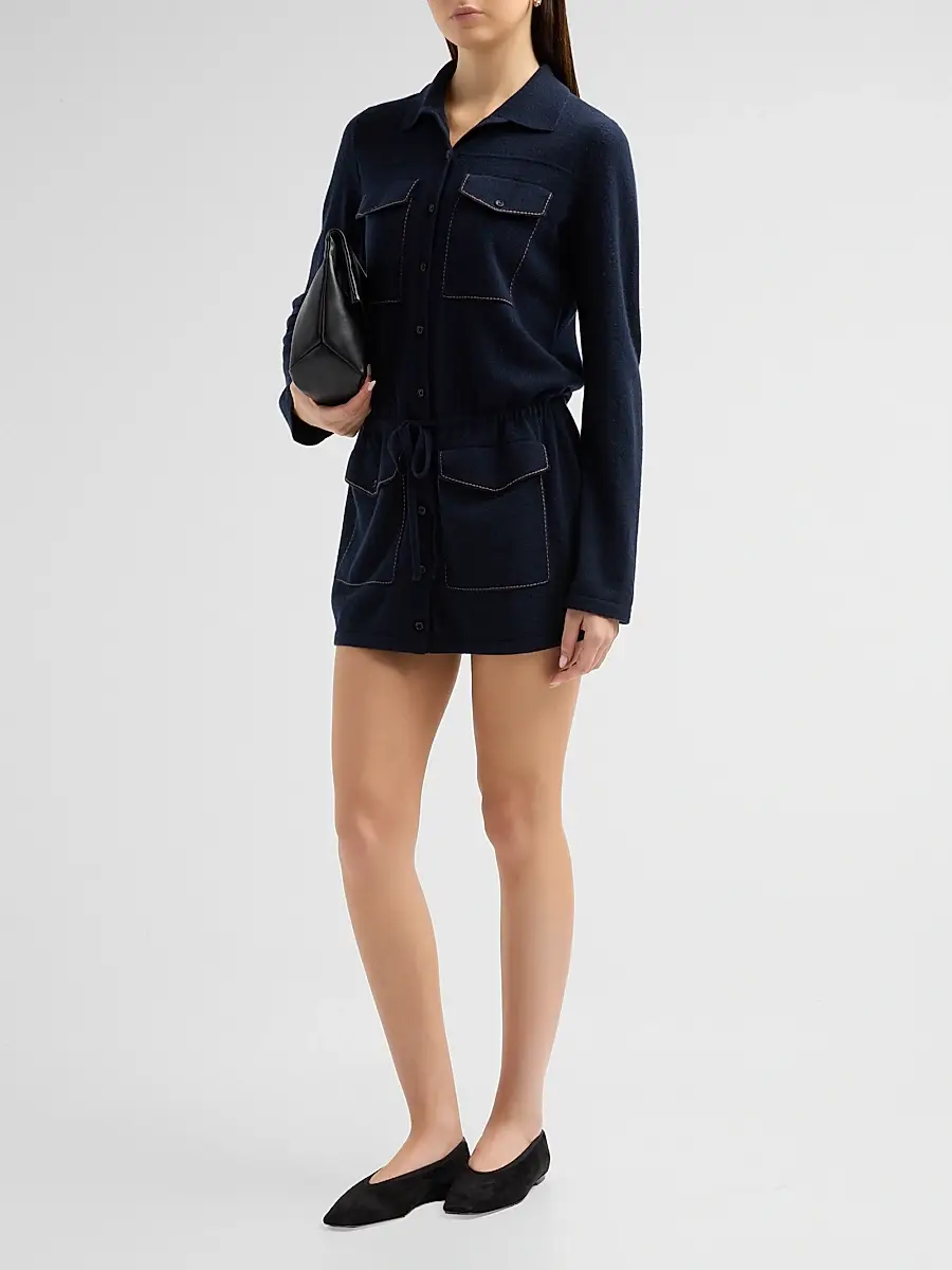 Guest In Residence Women's Industry Cashmere Drawstring Mini Dress | Thumbnail 4 Guest In Residence Women's Industry Cashmere Drawstring Mini Dress | Thumbnail 4