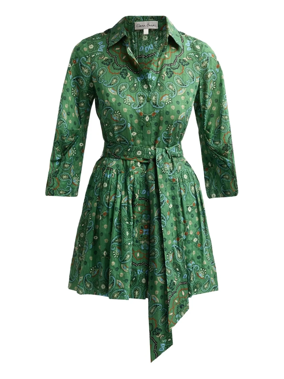 Cara Cara Women's Raya Paisley Cotton Voile Mini Shirtdress