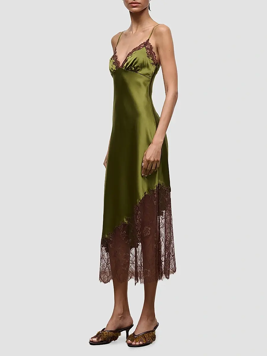 Staud Women's Lara Lace-Trim Silk Slip Dress | Thumbnail 4 Staud Women's Lara Lace-Trim Silk Slip Dress | Thumbnail 4