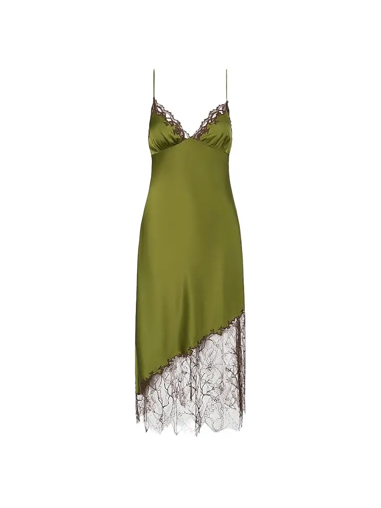 Staud Women's Lara Lace-Trim Silk Slip Dress