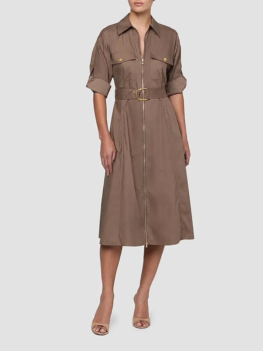 L'Agence Women's Callen Belted Zip-Front Midi Shirtdress | Thumbnail 2 L'Agence Women's Callen Belted Zip-Front Midi Shirtdress | Thumbnail 2