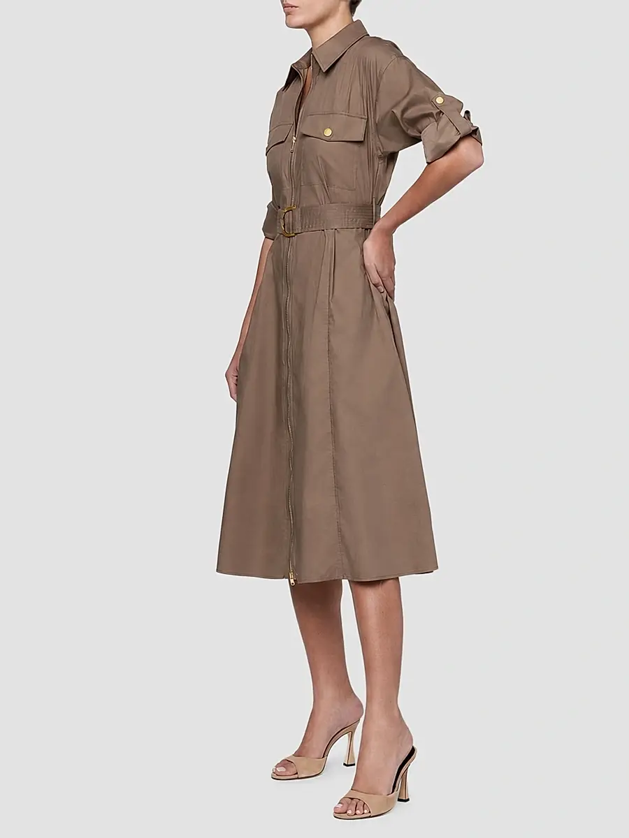 L'Agence Women's Callen Belted Zip-Front Midi Shirtdress | Thumbnail 4 L'Agence Women's Callen Belted Zip-Front Midi Shirtdress | Thumbnail 4