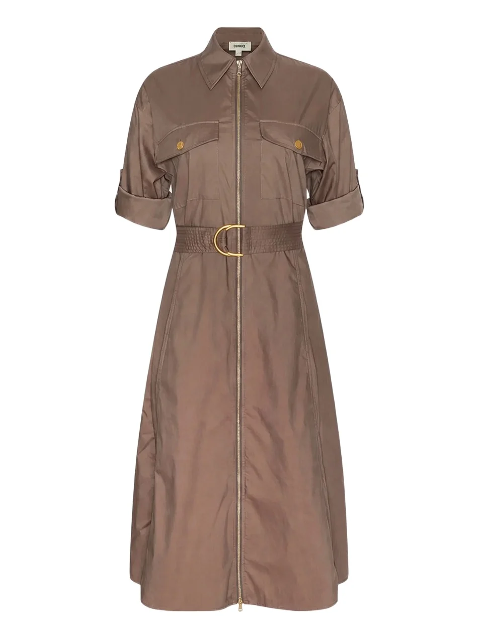 L'Agence Women's Callen Belted Zip-Front Midi Shirtdress