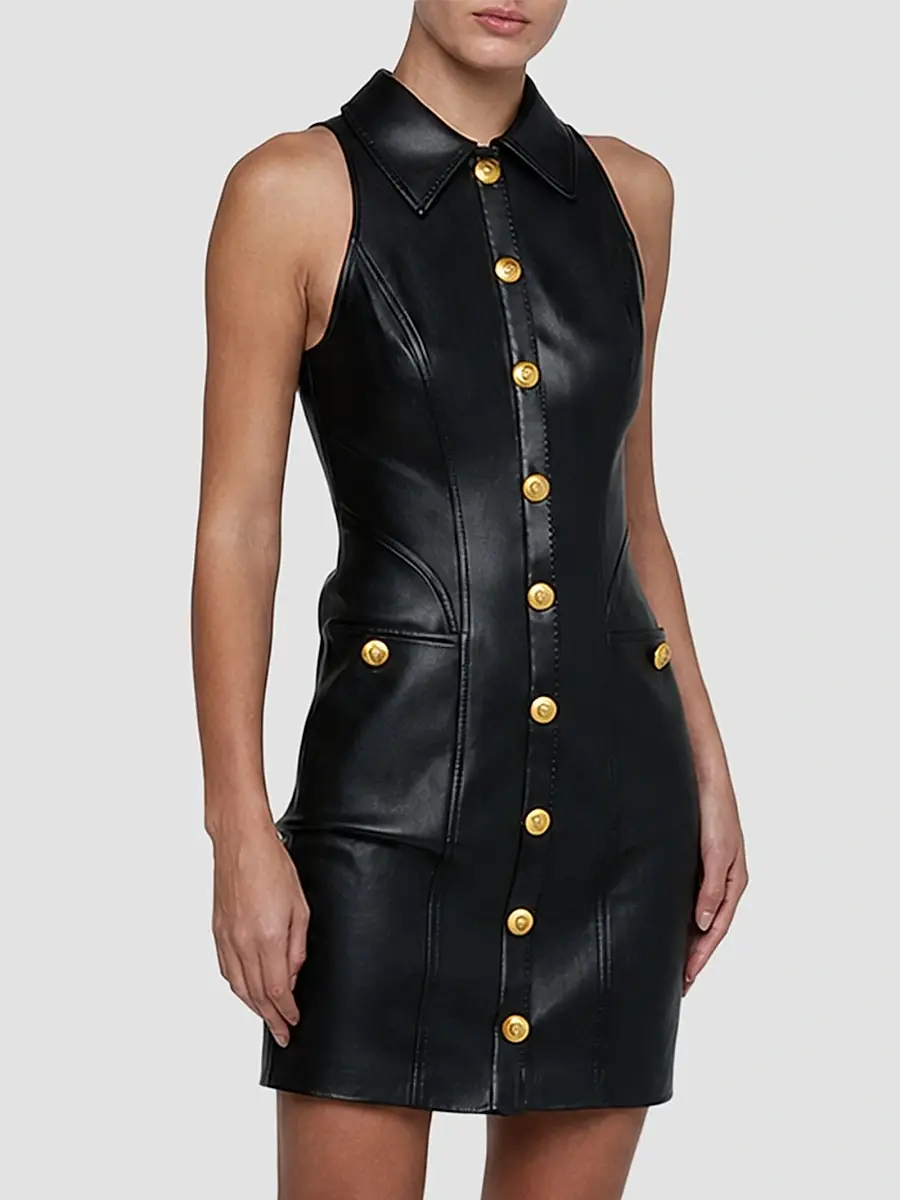 L'Agence Women's Apolline Faux Leather Racer Mini Dress | Thumbnail 4