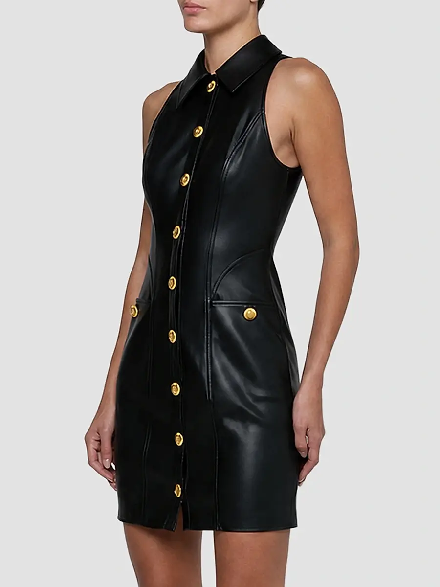 L'Agence Women's Apolline Faux Leather Racer Mini Dress | Thumbnail 5