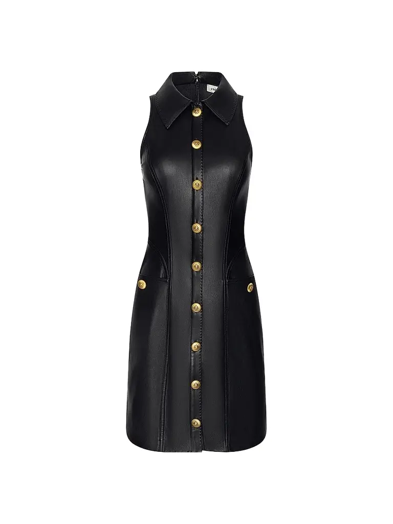 L'Agence Women's Apolline Faux Leather Racer Mini Dress