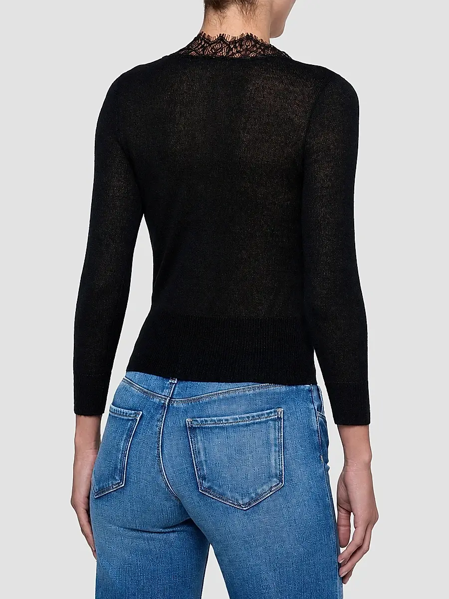 L'Agence Women's Eluna Lace-Trim Cardigan | Thumbnail 3