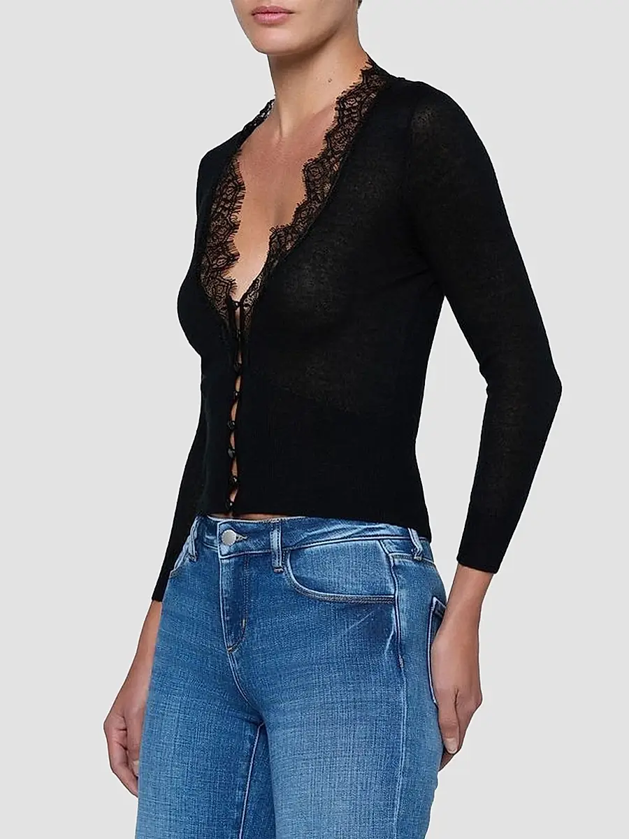 L'Agence Women's Eluna Lace-Trim Cardigan | Thumbnail 5
