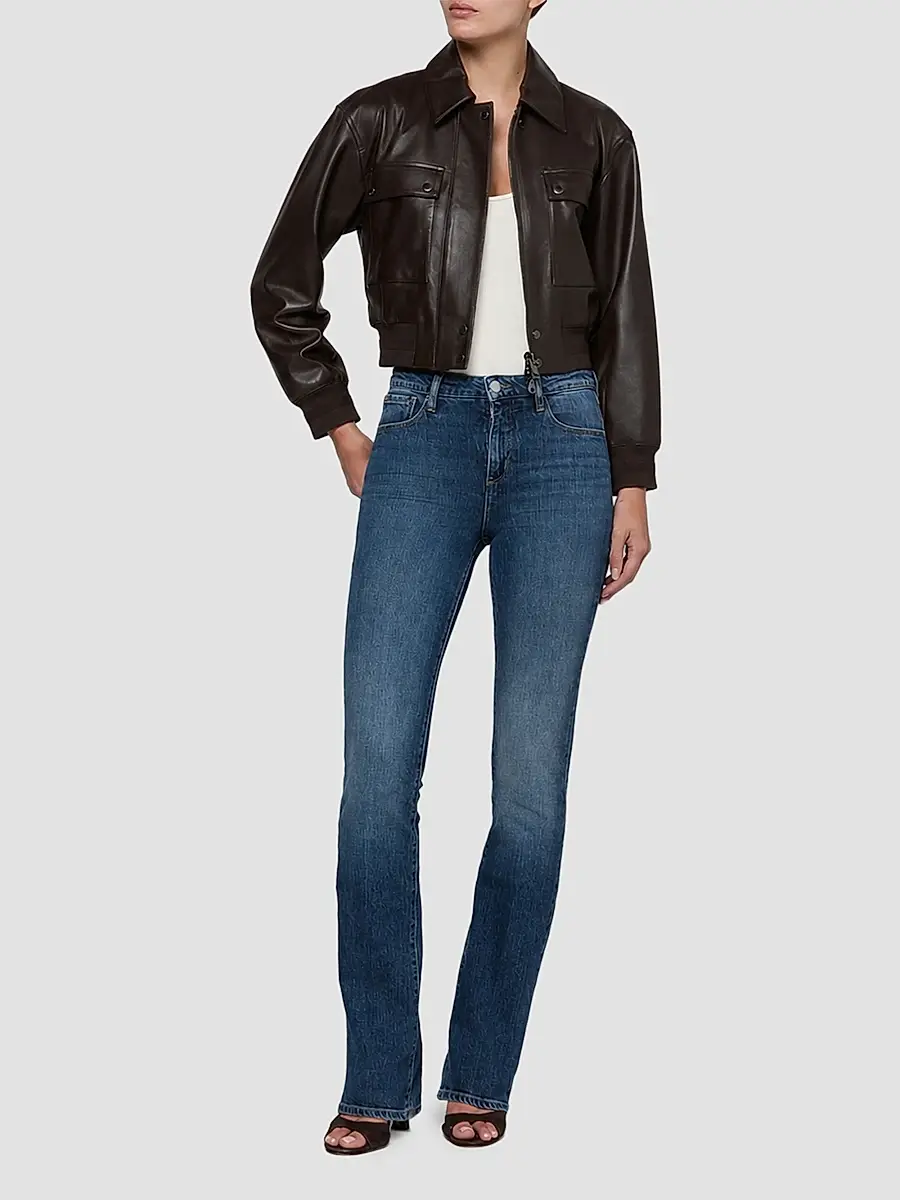 L'Agence Women's Clotilde Leather Bomber Jacket | Thumbnail 2