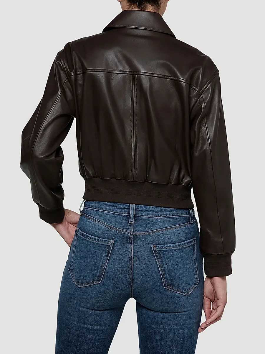 L'Agence Women's Clotilde Leather Bomber Jacket | Thumbnail 3
