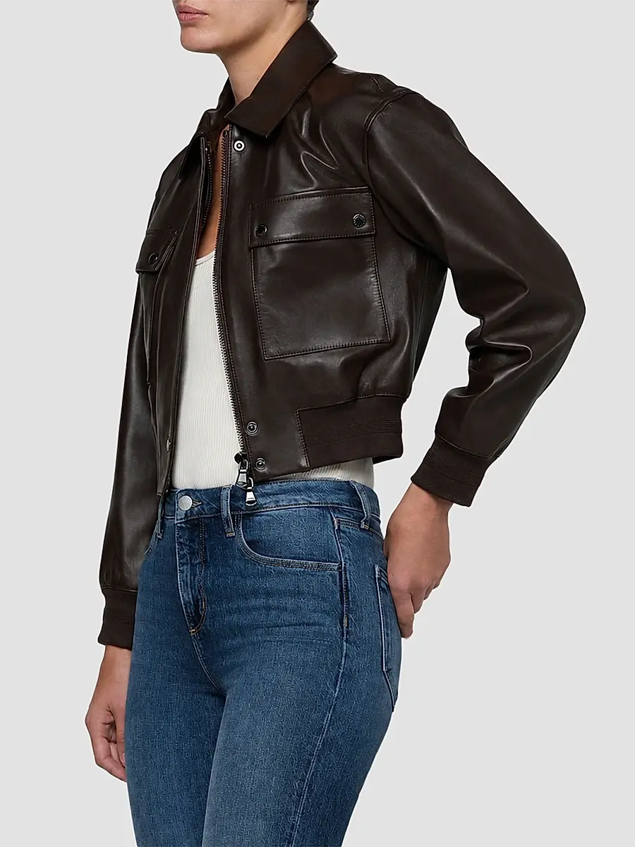 L'Agence Women's Clotilde Leather Bomber Jacket | Thumbnail 5