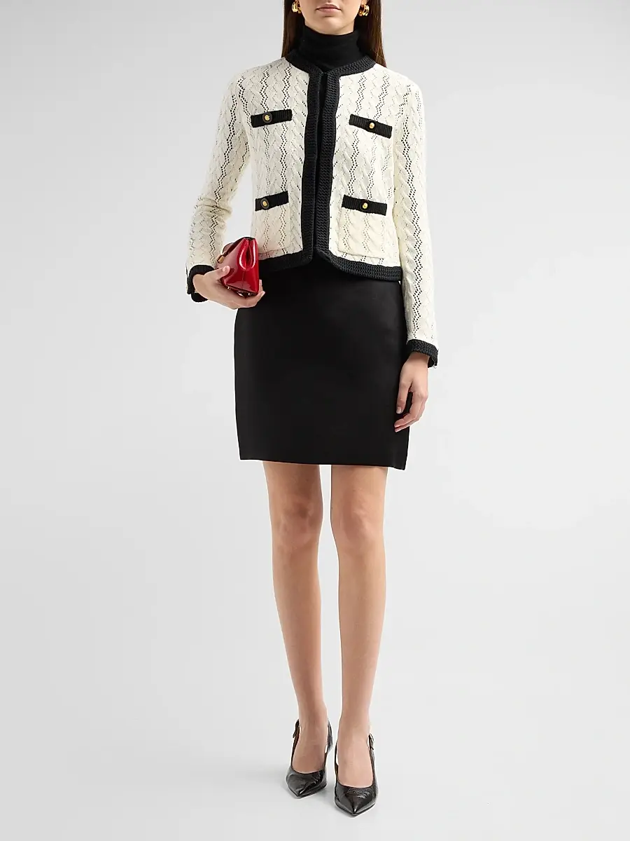L'Agence Women's Zephyra Pointelle-Knit Cardigan | Thumbnail 2