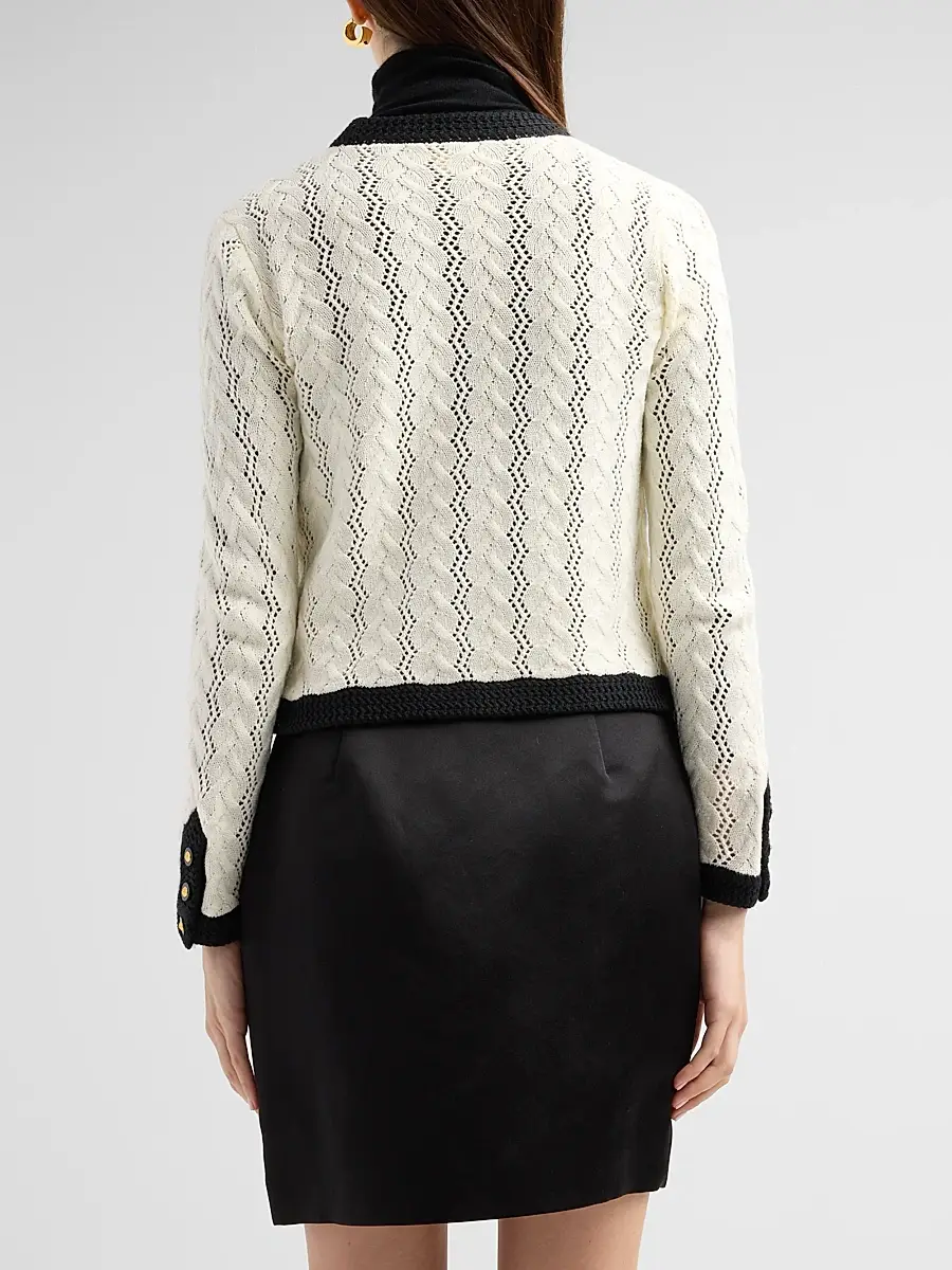 L'Agence Women's Zephyra Pointelle-Knit Cardigan | Thumbnail 3