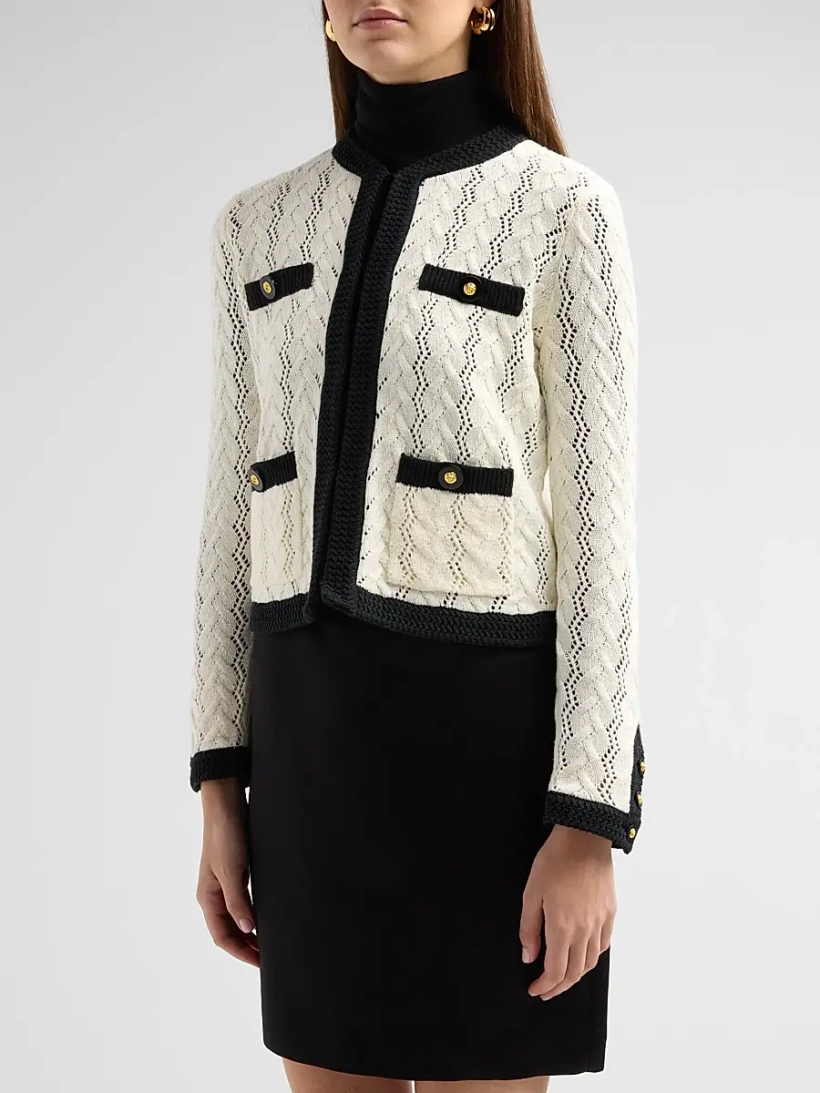 L'Agence Women's Zephyra Pointelle-Knit Cardigan | Thumbnail 4