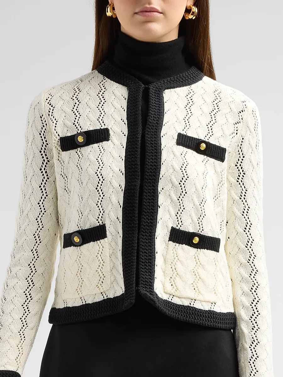 L'Agence Women's Zephyra Pointelle-Knit Cardigan | Thumbnail 5