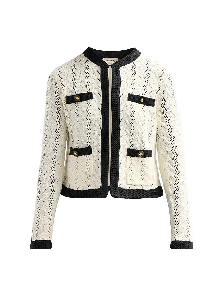 L'Agence Women's Zephyra Pointelle-Knit Cardigan