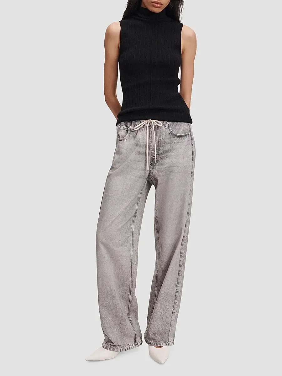 rag & bone Women's rb Miramar Terry Wide-Leg Drawstring Pants | Thumbnail 2