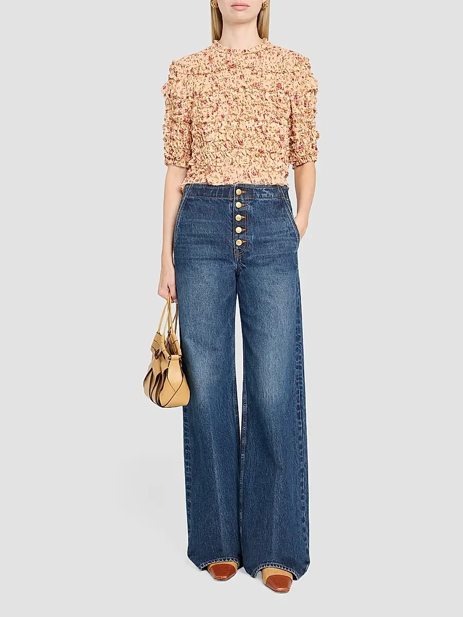 Ulla Johnson Women's Mabel Floral Ruffle Silk Top | Thumbnail 2