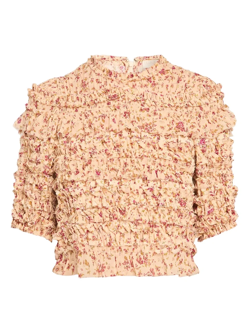 Women's Mabel Floral Ruffle Silk Top