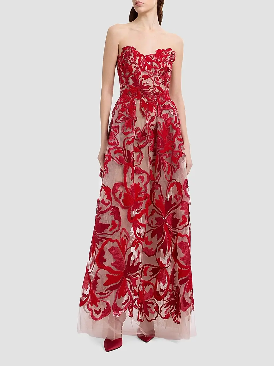 Elie Saab Women's Velvet & Sequins Embroidered Tulle Gown | Thumbnail 2 Elie Saab Women's Velvet & Sequins Embroidered Tulle Gown | Thumbnail 2