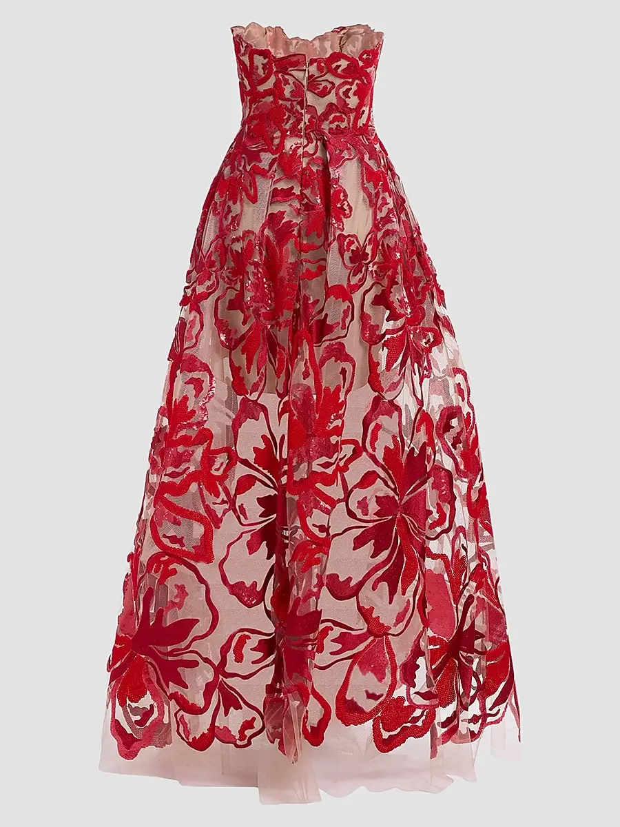 Elie Saab Women's Velvet & Sequins Embroidered Tulle Gown | Thumbnail 4 Elie Saab Women's Velvet & Sequins Embroidered Tulle Gown | Thumbnail 4