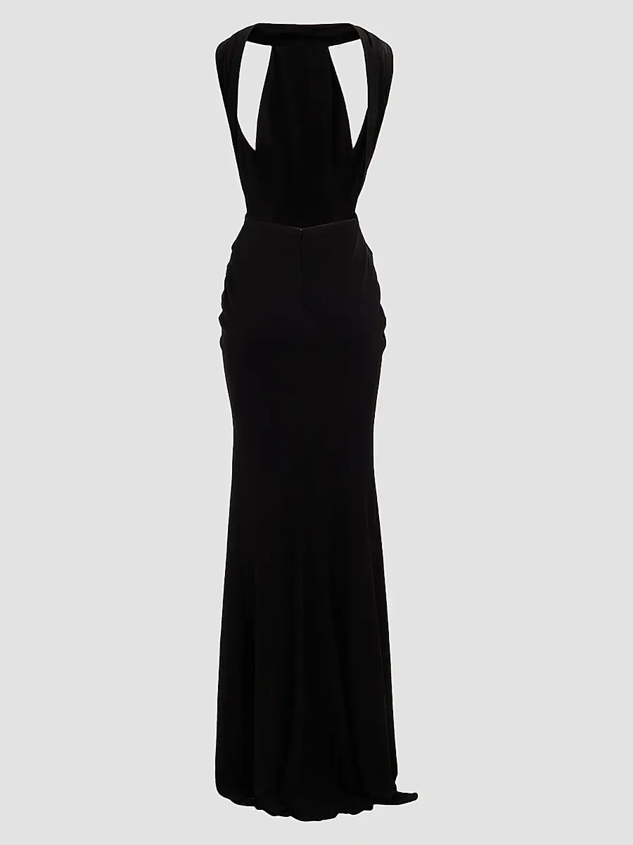 Elie Saab Women's Halter Jersey Draped Maxi Dress | Thumbnail 4 Elie Saab Women's Halter Jersey Draped Maxi Dress | Thumbnail 4