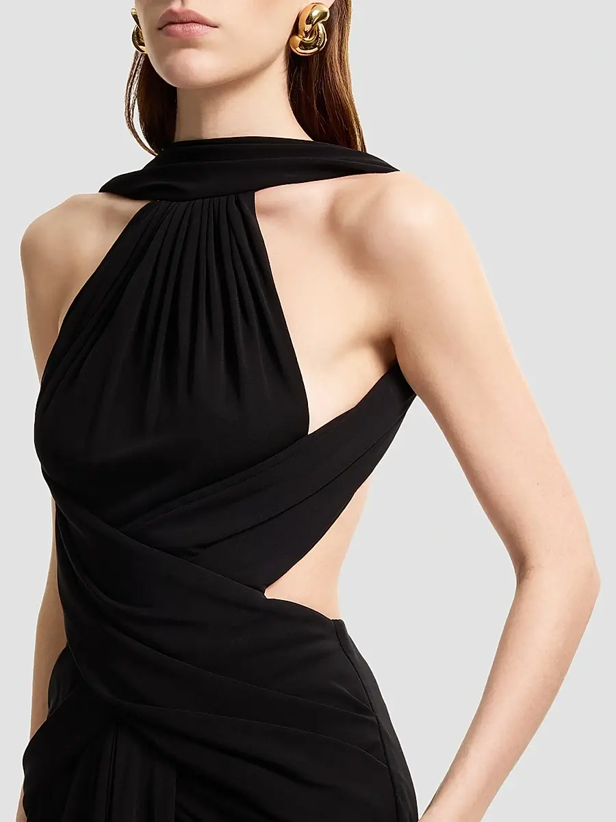 Elie Saab Women's Halter Jersey Draped Maxi Dress | Thumbnail 5 Elie Saab Women's Halter Jersey Draped Maxi Dress | Thumbnail 5