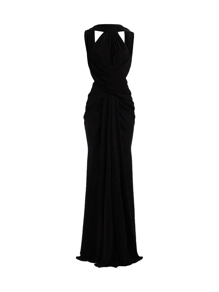 Elie Saab Women's Halter Jersey Draped Maxi Dress - Black | Image 1 Elie Saab Women's Halter Jersey Draped Maxi Dress - Black | Image 1