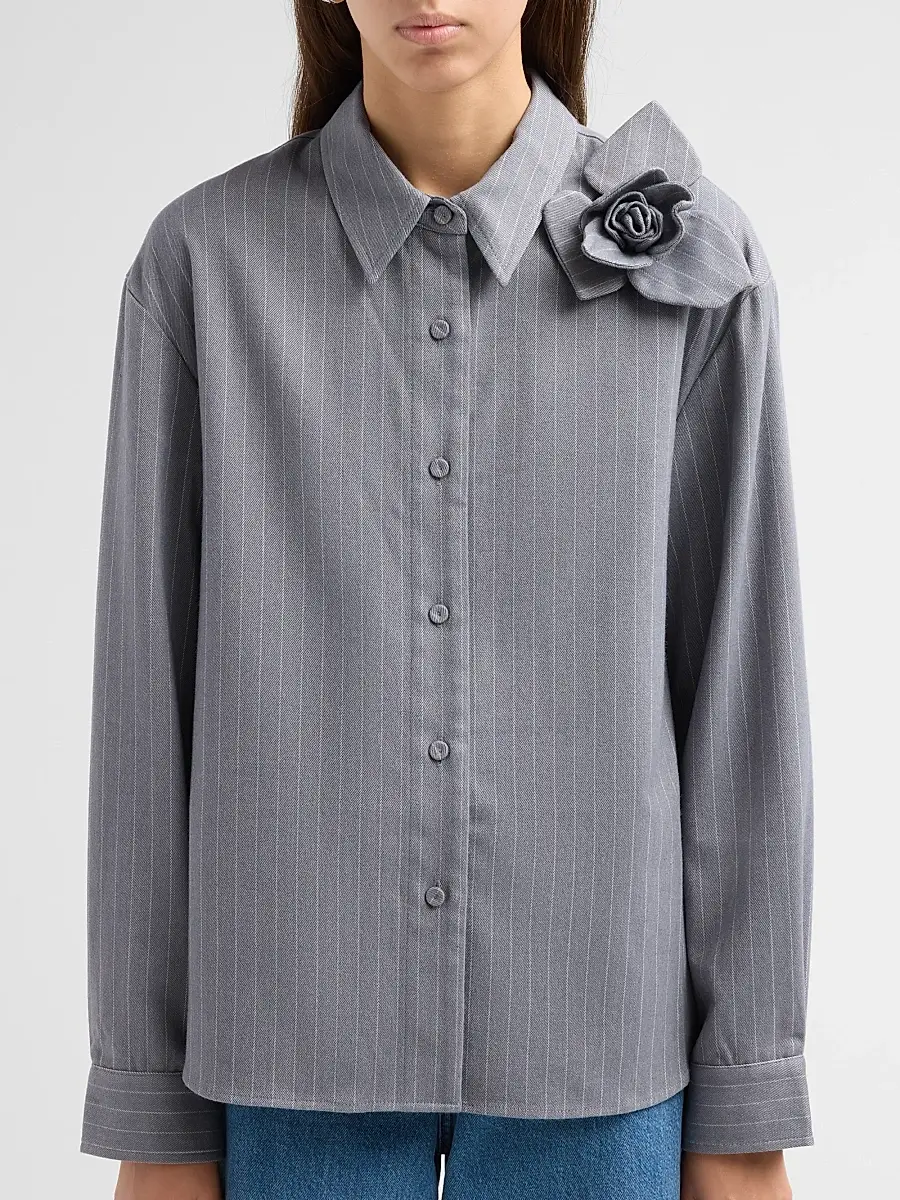 Aknvas Women's Flor 3D Rose Pinstripe Top | Thumbnail 5 Aknvas Women's Flor 3D Rose Pinstripe Top | Thumbnail 5