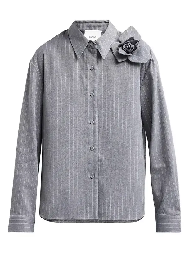 Women's Flor 3D Rose Pinstripe Top